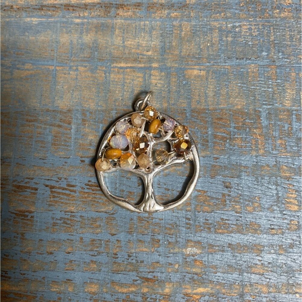 Tree Of Life Pendant With Gemstones Silver Tone